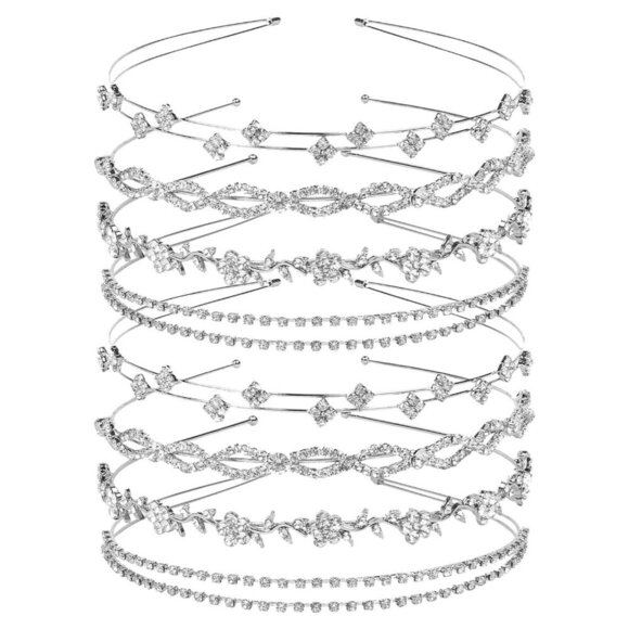 8 PCS Rhinestone Headbands Sparkly Crystal Bridal Wedding Accessories for Women main image 4